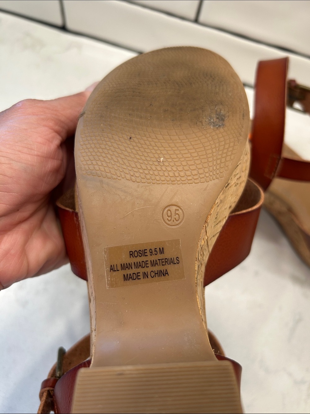 CUSHIONAIRE Women's Rosie Cork Wedge Sandal +Memory Foam 9.5 Cognac Boho - Picture 6 of 14